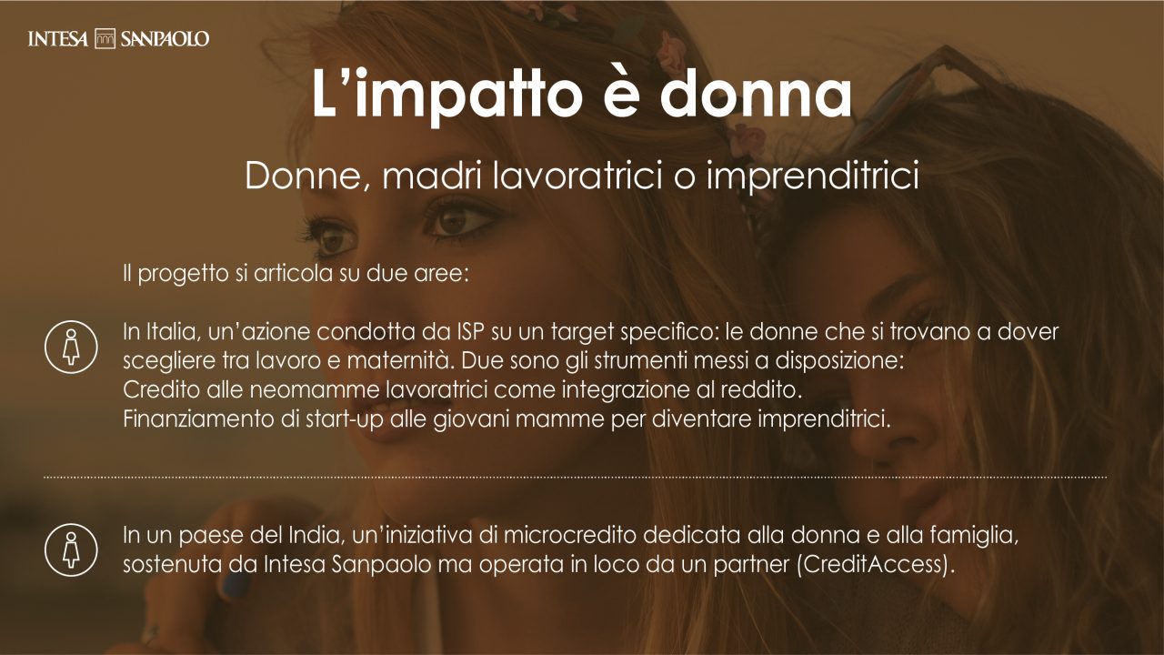 Intesa Sanpaolo sostegno alle Donne madri lavoratrici o imprenditrici